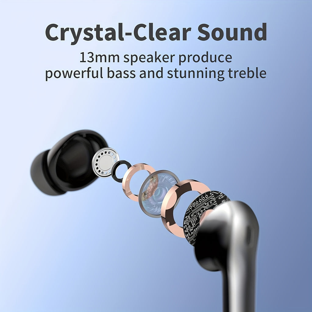 LIFEBEE Wireless Earbuds with 60H Playback, LED Power Display, Noise Cancelling Voice Call, Touch Control, Lightweight In-Ear Headphones with Condenser Mic, Rechargeable Lithium Polymer Battery, Type-C USB Charging, Compatibl