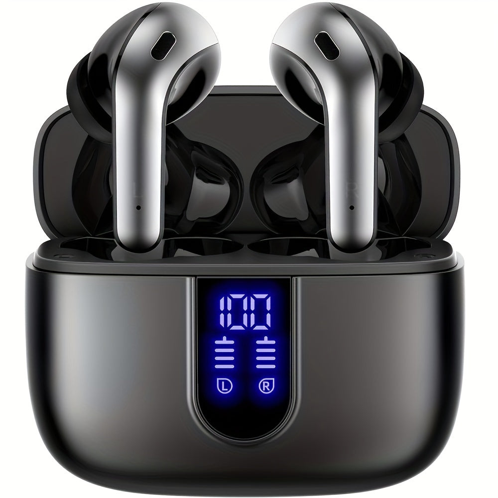 LIFEBEE Wireless Earbuds with 60H Playback, LED Power Display, Noise Cancelling Voice Call, Touch Control, Lightweight In-Ear Headphones with Condenser Mic, Rechargeable Lithium Polymer Battery, Type-C USB Charging, Compatibl