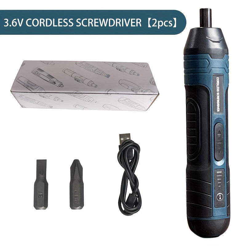 1 Set of Torque-adjustable Straight Handle 3.6V Electric Screwdriver, Small Multi-functional Disassembly and Tightening Screwdriver with Lithium Battery