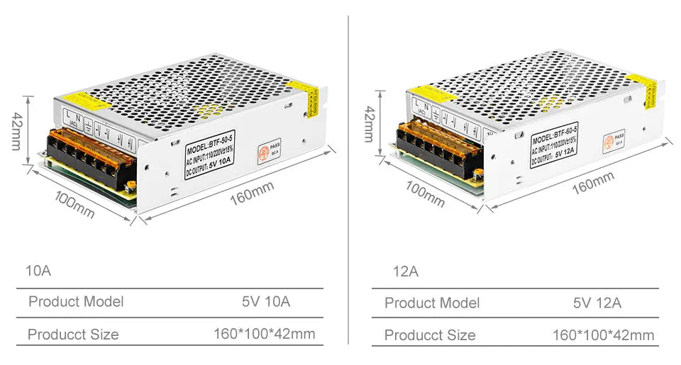 DC5V 2A 3A 4A 5A 8A 10A 12A 20A 30A 40A 60A Switch LED Power Supply Transformers Adapter WS2812B WS2801 SK6812 SK9822 LED Strip