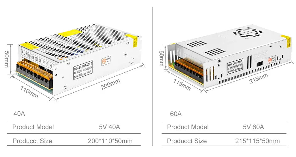 DC5V 2A 3A 4A 5A 8A 10A 12A 20A 30A 40A 60A Switch LED Power Supply Transformers Adapter WS2812B WS2801 SK6812 SK9822 LED Strip