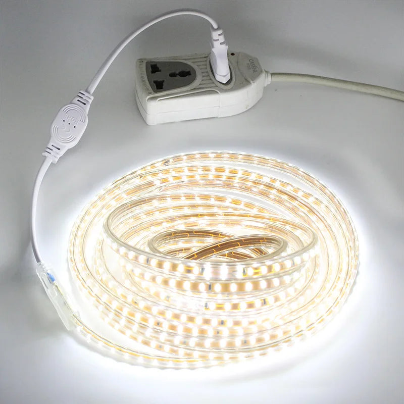Led strip 220V 108led/M led tape IP67 Waterproof LED Light Strip with EU Plug Outdoor SMD3014 led Ribbon 30m 50m 100m warm white