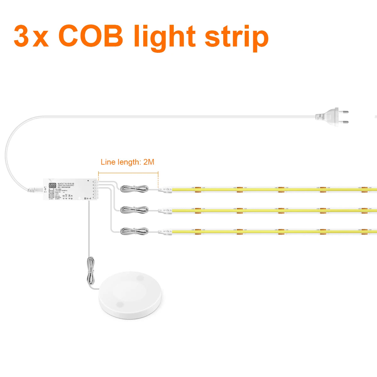1-6pcs COB LED Strip Light Under Cabinet Collection Display Touch Dimmer Bookcase Wardrobe Motion Sensor Penet Wood Closet Lamp