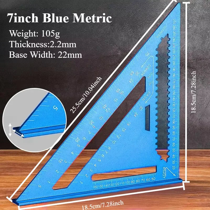 Woodworking Aluminum Alloy Triangle Gauges Measuring Gauging Tools High Precision Marker Angle Ruler Metric and Imperial