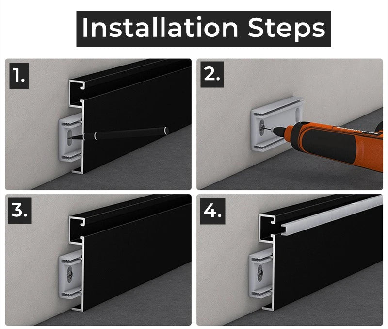 LED Aluminium Profile Baseboard 50/78mm 0.5M/1M Customized Hard Bar Light Suface Mounted Skirting Channel Linear Led lights