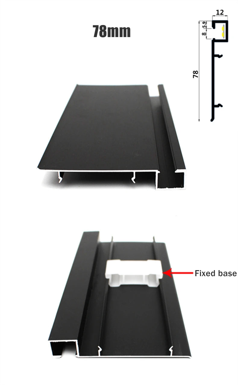 LED Aluminium Profile Baseboard 50/78mm 0.5M/1M Customized Hard Bar Light Suface Mounted Skirting Channel Linear Led lights