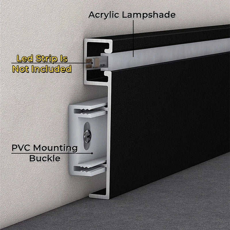 LED Aluminium Profile Baseboard 50/78mm 0.5M/1M Customized Hard Bar Light Suface Mounted Skirting Channel Linear Led lights