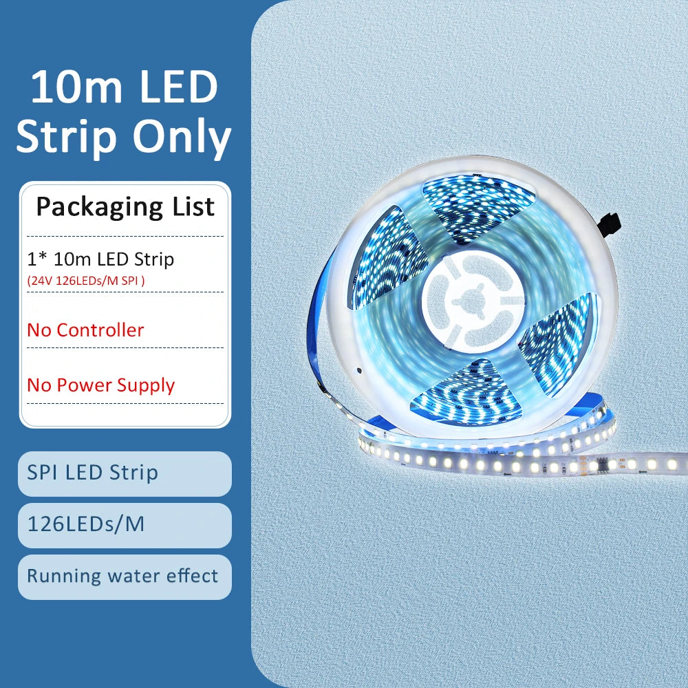 5M 10M 15M 20M Running Water Flowing LED Strip Light DC 24V WS2811 SMD2835 Horse Race Pixel Addressable Flexible Linear Lamp Set
