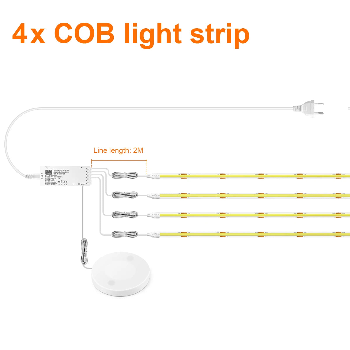 1-6pcs COB LED Strip Light Under Cabinet Collection Display Touch Dimmer Bookcase Wardrobe Motion Sensor Penet Wood Closet Lamp