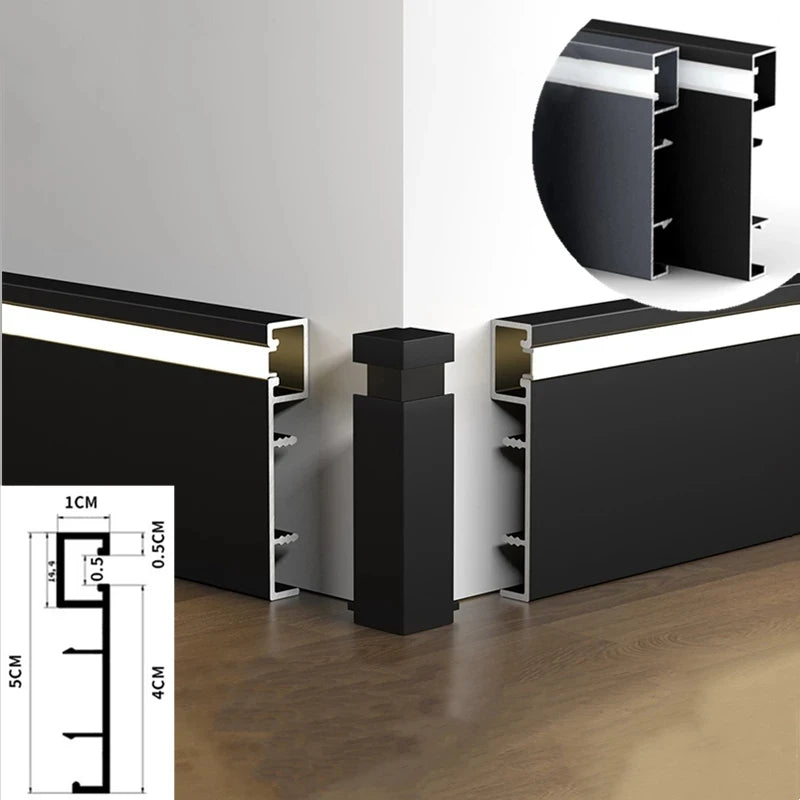 LED Aluminium Profile Baseboard 50/78mm 0.5M/1M Customized Hard Bar Light Suface Mounted Skirting Channel Linear Led lights