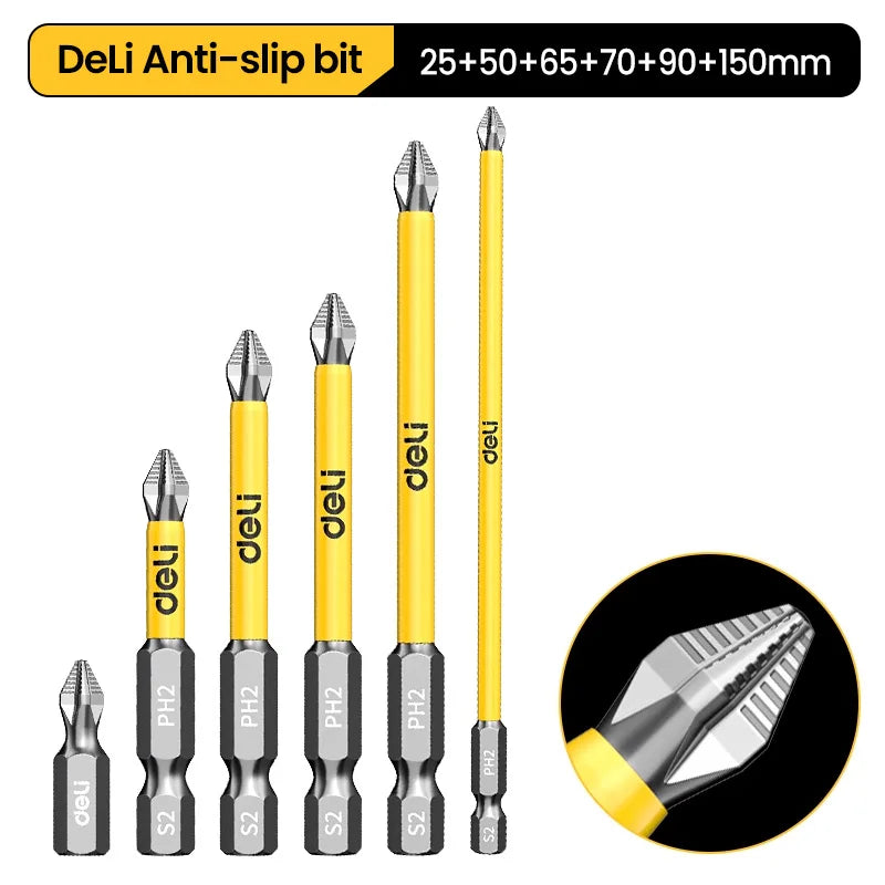 Anti-Slip and Shock-Proof Bits Screwdriver Bits High Hardness Strong Magnetic 25/50/65/70/90/150mm PH2 Screwdriver Set