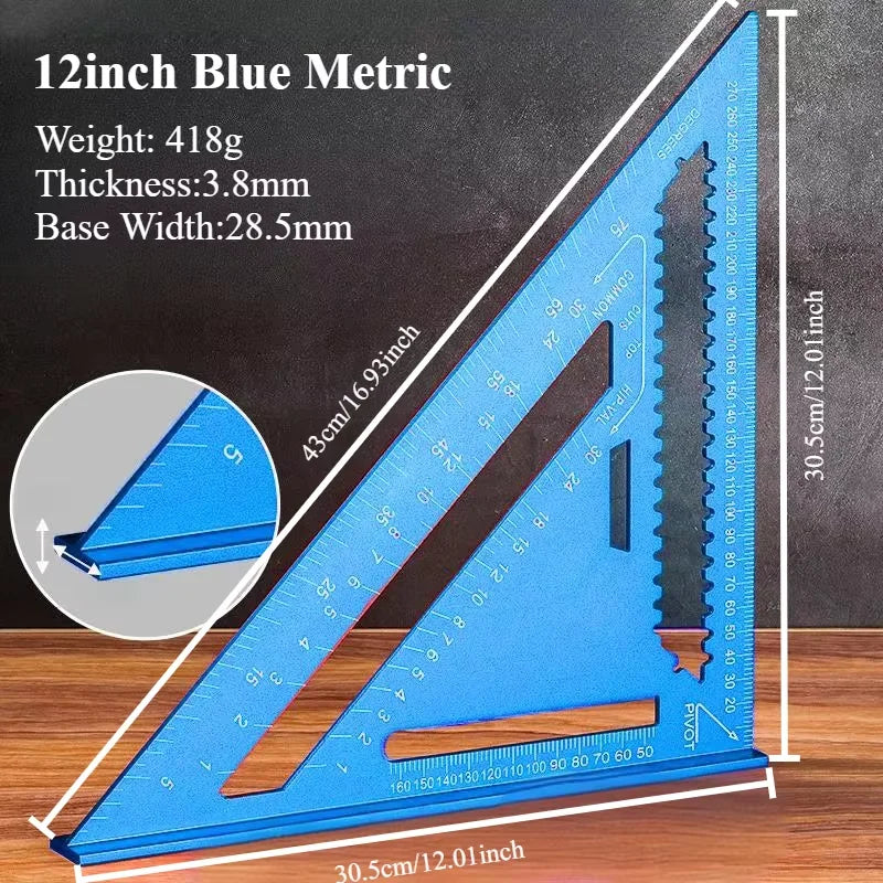 Woodworking Aluminum Alloy Triangle Gauges Measuring Gauging Tools High Precision Marker Angle Ruler Metric and Imperial