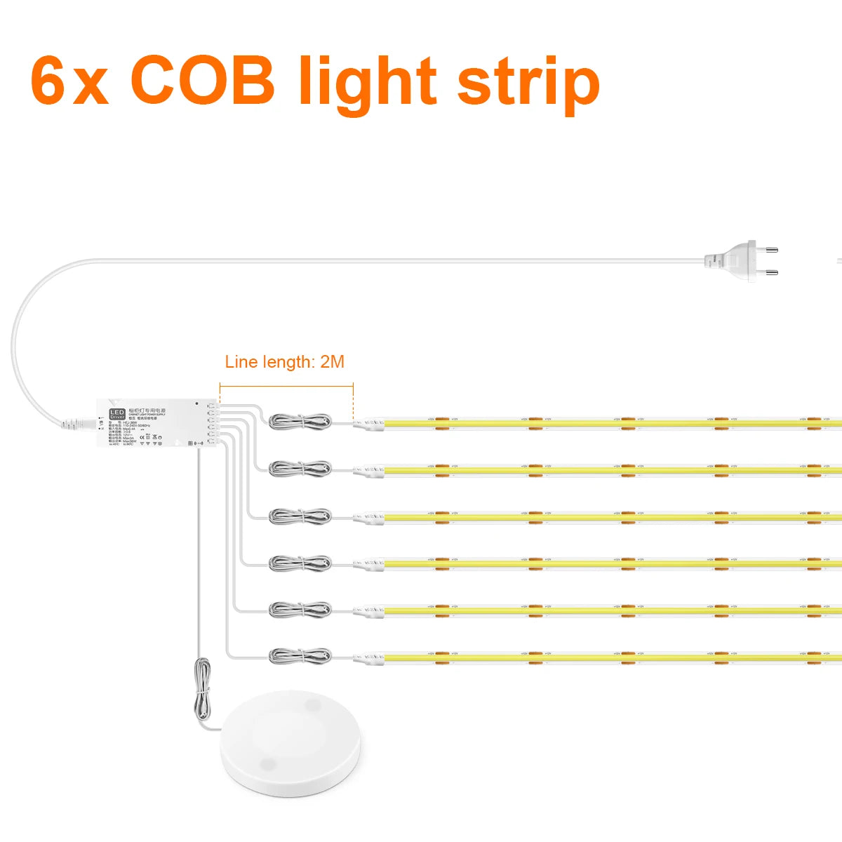 1-6pcs COB LED Strip Light Under Cabinet Collection Display Touch Dimmer Bookcase Wardrobe Motion Sensor Penet Wood Closet Lamp