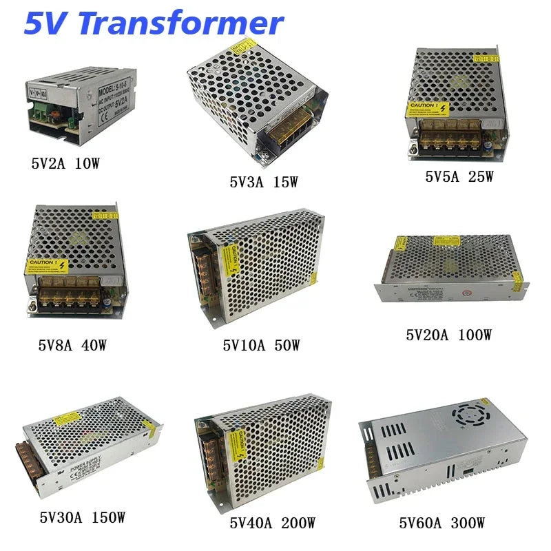 Transformers 220v 110v 12V 5V 24V Power Supply 5 12 24 36 V 1A 2A 3A 5A 6A 8A 10A 15A 20A Transformers For LED Driver LED Strip