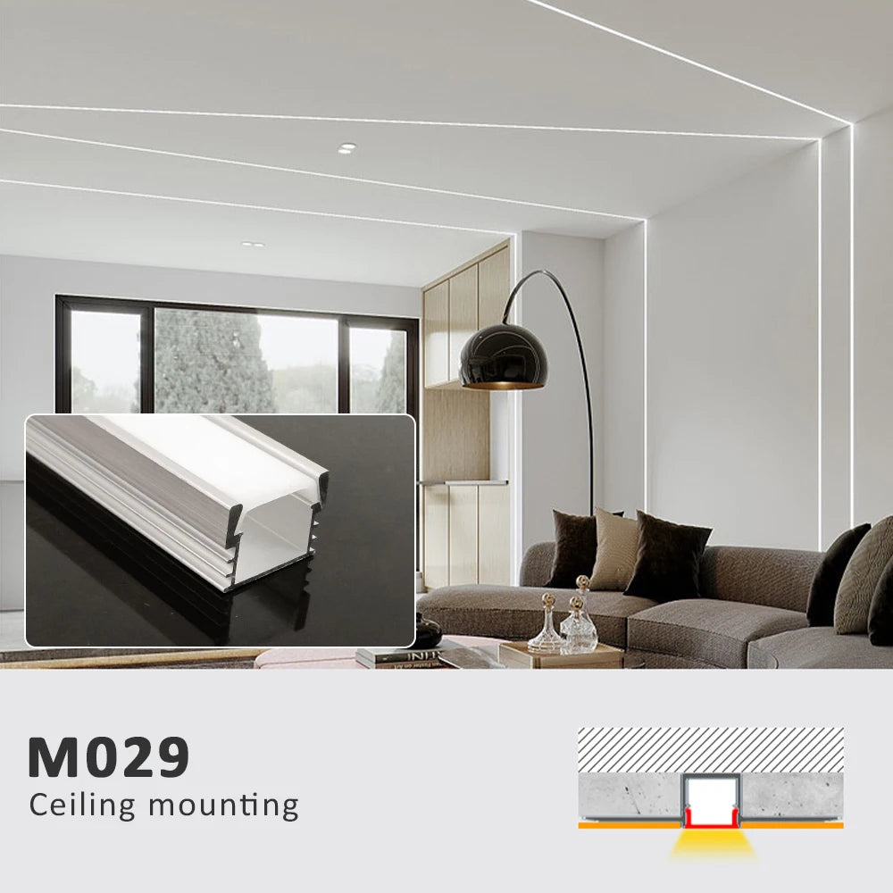 50CM LED Strip Light  Aluminium Profile Channel Silvery Black Diffuser PC Cover for 8mm/10mm/12mm Bar Cabinet Linear Lamp Decor