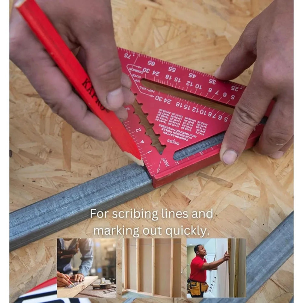 Woodworking Aluminum Alloy Triangle Gauges Measuring Gauging Tools High Precision Marker Angle Ruler Metric and Imperial