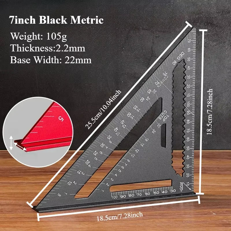 Woodworking Aluminum Alloy Triangle Gauges Measuring Gauging Tools High Precision Marker Angle Ruler Metric and Imperial