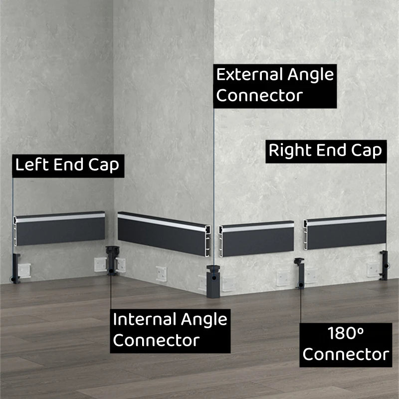 LED Aluminium Profile Baseboard 50/78mm 0.5M/1M Customized Hard Bar Light Suface Mounted Skirting Channel Linear Led lights