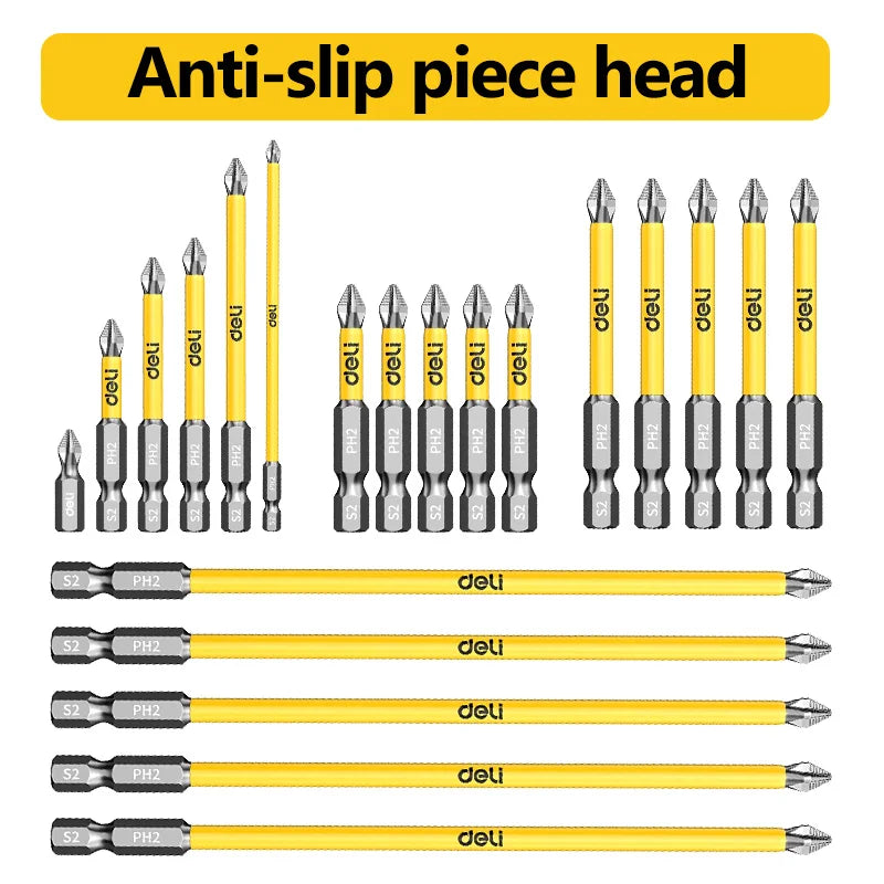Anti-Slip and Shock-Proof Bits Screwdriver Bits High Hardness Strong Magnetic 25/50/65/70/90/150mm PH2 Screwdriver Set