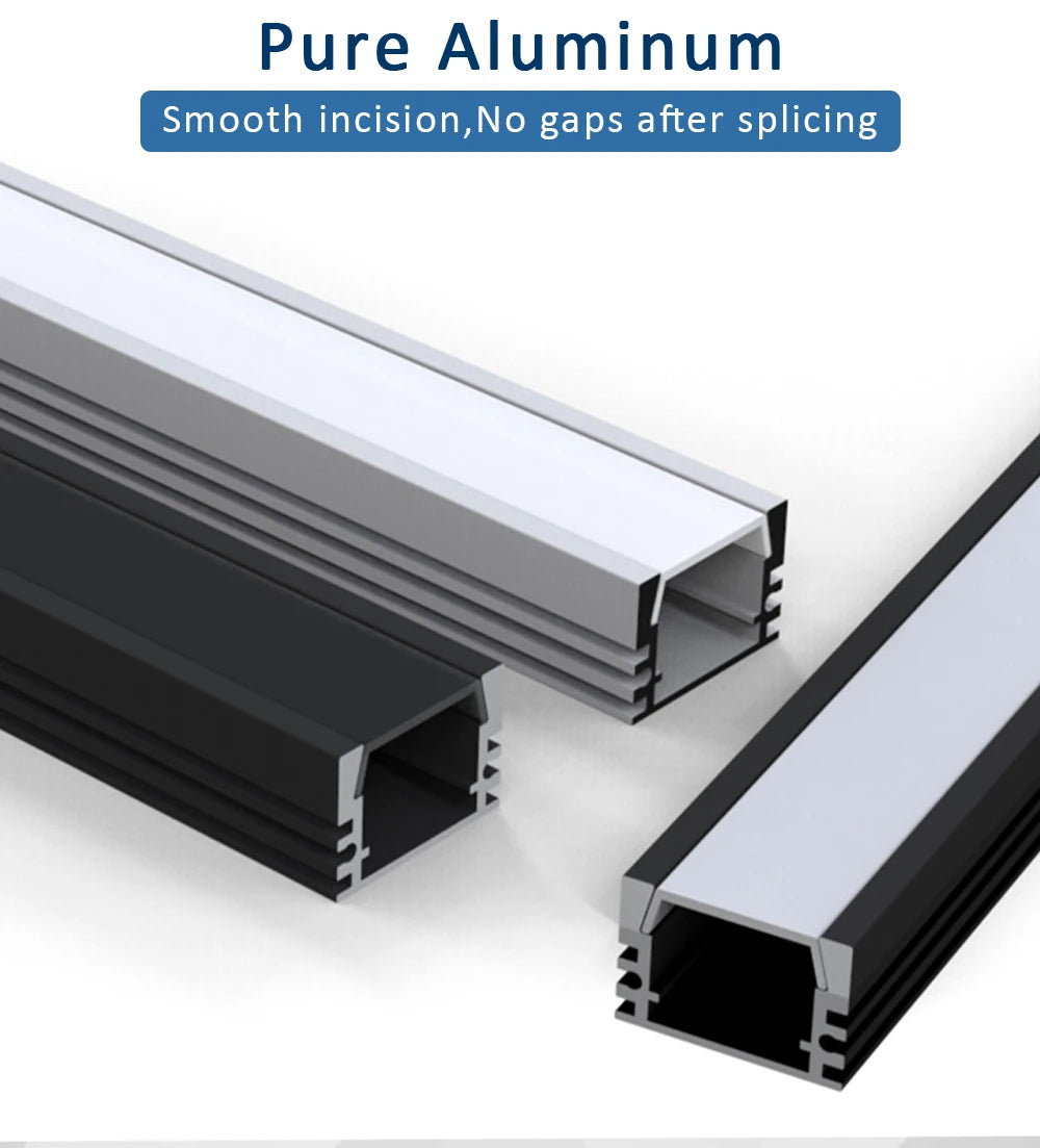 LED Strip Aluminum Profile 50CM Recessed Surface Mounted Aluminium Channel with Diffuser PC Cover for 8mm 10mm Linear Lighting