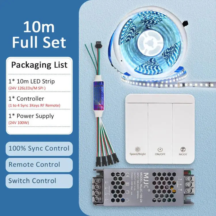 5M 10M 15M 20M Running Water Flowing LED Strip Light DC 24V WS2811 SMD2835 Horse Race Pixel Addressable Flexible Linear Lamp Set