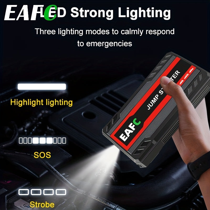 12V Portable Car Jump Starter Power Bank with LED Light, USB-C Charging, Up to 36V Operating Voltage, for Smart Auto Starting Device for Gasoline Cars up to 3.0L, Jump Starter Battery
