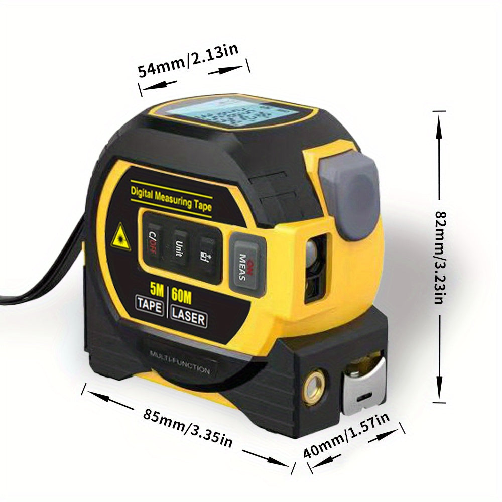 MIGPRC High-Precision Laser Rangefinder & Steel Tape Measure - Non-Waterproof, Alkaline Battery Powered