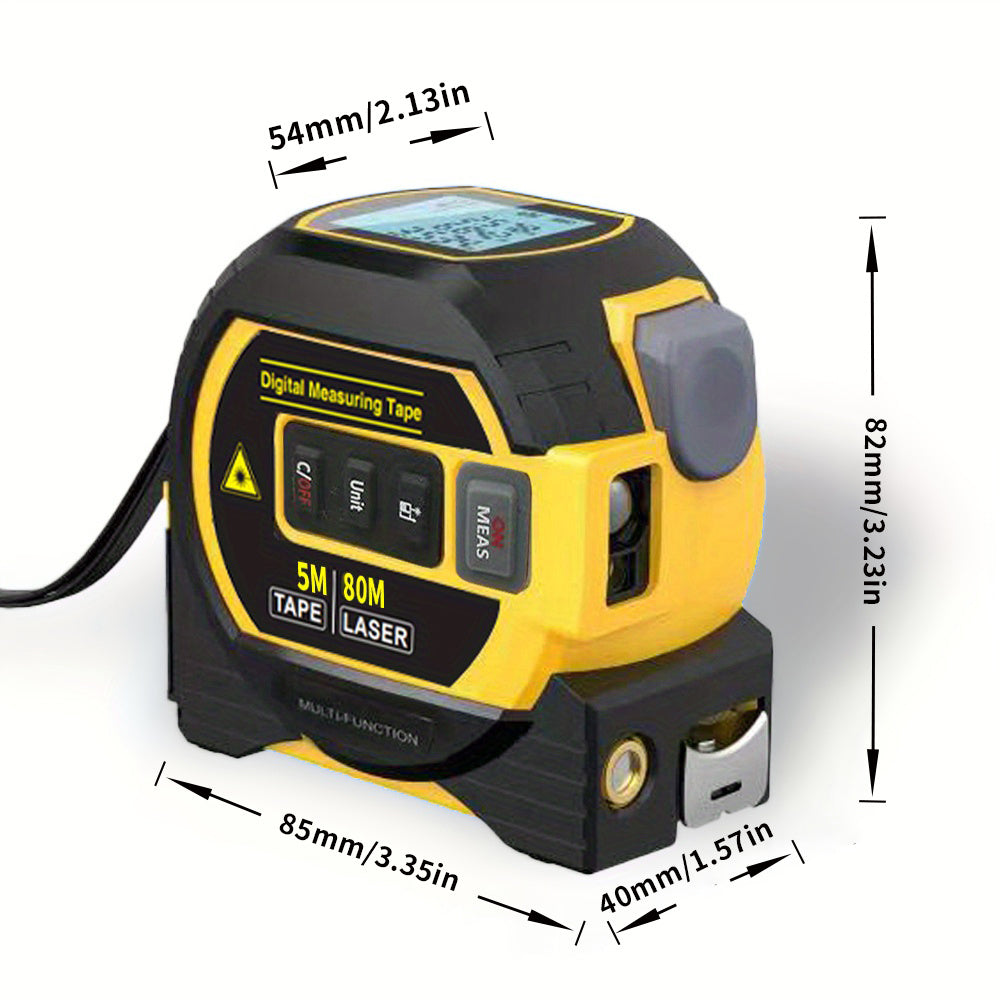 MIGPRC High-Precision Laser Rangefinder & Steel Tape Measure - Non-Waterproof, Alkaline Battery Powered