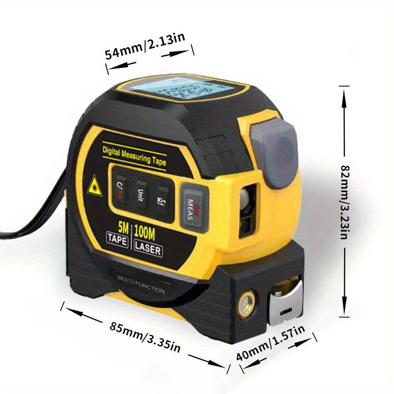 MIGPRC High-Precision Laser Rangefinder & Steel Tape Measure - Non-Waterproof, Alkaline Battery Powered