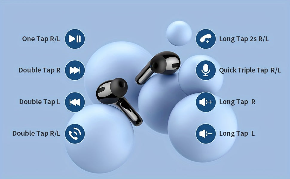 LIFEBEE Wireless Earbuds with 60H Playback, LED Power Display, Noise Cancelling Voice Call, Touch Control, Lightweight In-Ear Headphones with Condenser Mic, Rechargeable Lithium Polymer Battery, Type-C USB Charging, Compatibl