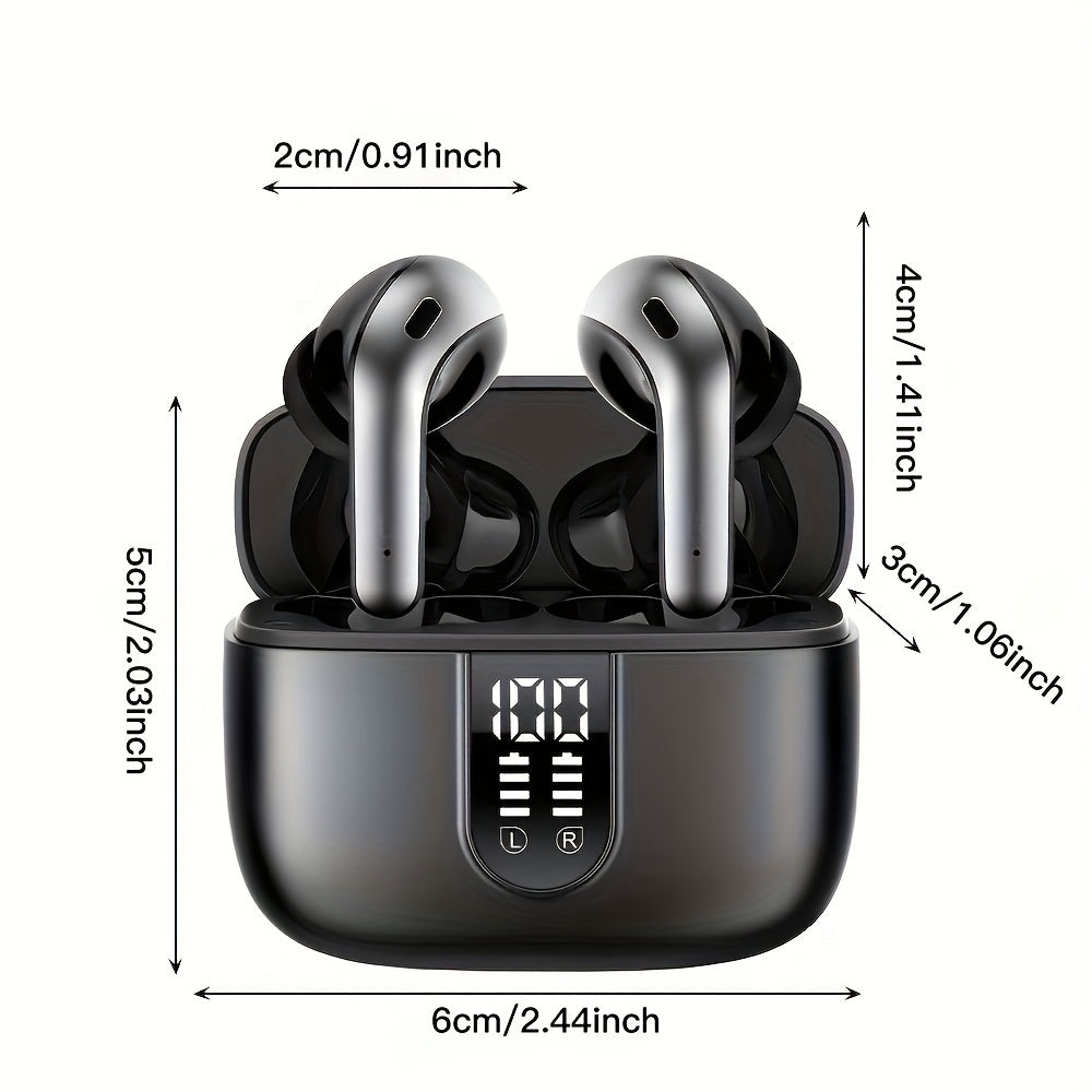 LIFEBEE Wireless Earbuds with 60H Playback, LED Power Display, Noise Cancelling Voice Call, Touch Control, Lightweight In-Ear Headphones with Condenser Mic, Rechargeable Lithium Polymer Battery, Type-C USB Charging, Compatibl