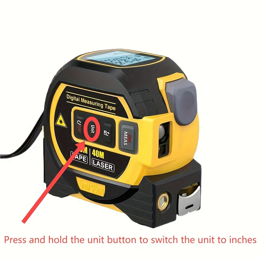 MIGPRC High-Precision Laser Rangefinder & Steel Tape Measure - Non-Waterproof, Alkaline Battery Powered