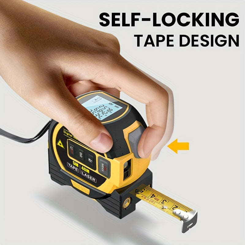 MIGPRC High-Precision Laser Rangefinder & Steel Tape Measure - Non-Waterproof, Alkaline Battery Powered