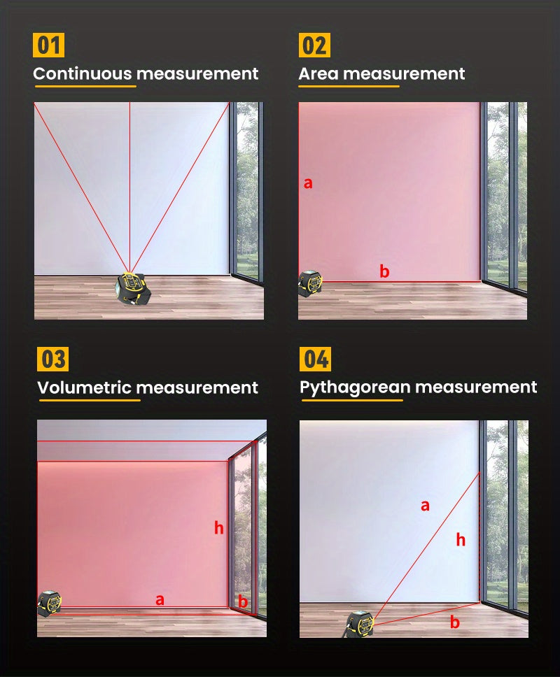 MIGPRC High-Precision Laser Rangefinder & Steel Tape Measure - Non-Waterproof, Alkaline Battery Powered